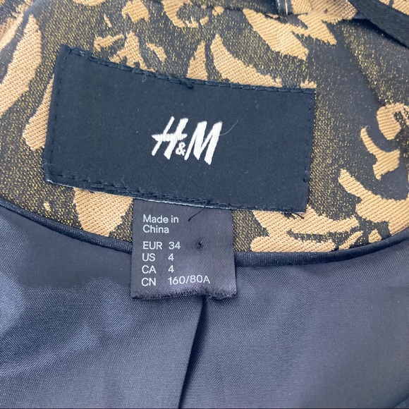 H&M Womens Open Front Brocade Jacket Blazer - Picture 6 of 8